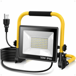 SOARFLY LED Baustrahler, 50W 10000LM, IP66 Baustellenlampe, Tragbar 1x 50W Gelb Angebot bei HelloDeals