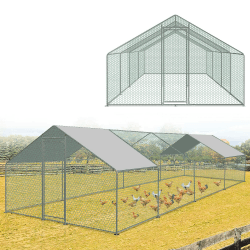 Sonnewelt Freilaufgehege 3x8x2m Hühnerstall Verzinkter Stahl Kleintierstall Hühnerhaus Dach Geflügelstall mit Sonnenschutzdach und Tür für Haustierkäfig Hühnerkäfig Vogelkäfig Kleintiere Pflanzen L 300 x B 800 x H 200 cm Angebot bei HelloDeals