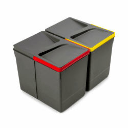Emuca - Abfallsammler, Müllbehälter für zuschneidbaren Basis, Kit aus 2 Eimern mit höhe 266mm und Fassungsvermögen von 15 Litern Container H 266 mm (2 x 15 L) Angebot bei HelloDeals
