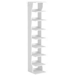 VASAGLE Schuhregal schmal, Standregal mit 9 Ebenen, platzsparend Mattweiß 9 Levels Angebot bei HelloDeals