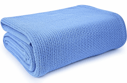Linteum Textile Krankenhaus-Thermodecke, 100% Baumwolle, atmungsaktives offenporiges Gewebe-Design (1 Stück, Blau) Blau Twin Angebot bei HelloDeals