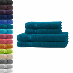 2X Duschtuch + 2X Handtuch | Petrol | 100% Baumwolle Frottier | Oeko-TEX® Standard 100 | Premium Qualität 500 g/m² SET | 2x Duschtuch + 2x Handtuch Petrol Angebot bei HelloDeals