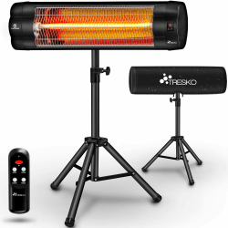 TRESKO® Infrarot Heizstrahler 2500W mit Fernbedienung für Innen & Außen Schwarz Angebot bei HelloDeals