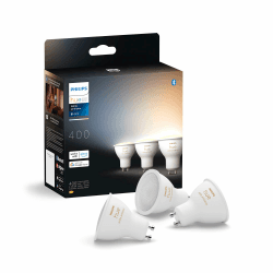 Philips Hue White Ambiance GU10 LED Spot 3er Pack (400lm), dimmbare LED Lampen für das Hue Lichtsystem, warmweißes- bis katlweißes Licht, smarte Lichtsteuerung über Sprache und App 400lm - neue Generation 3er Pack Angebot bei HelloDeals