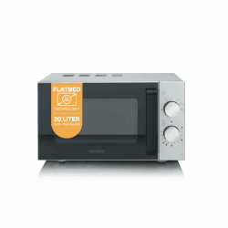 Severin Solo-Mikrowelle mit Glasboden, Flatbed (flacher Hohlraum für große Speisen), ohne Drehteller, gleichmäßige Erwärmung, 6 Stufen, 2 Drehregler, 20L, 800W, matt,schwarz,Edelstahl, MW 9184 Silber-schwarz 20L Solo Angebot bei HelloDeals