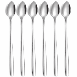 Latte Macchiato Löffel 6-teilig 19.8 cm lange Griff Eislöffel Set A-6 Stück Silber Angebot bei HelloDeals