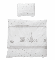 roba Babybettwäsche 80 x 80 cm - Sternenzauber - Wiegenbettwäsche Baby Set 2 teilig - Decken & Kissenbezug mit Stern Motiv für Mädchen & Jungen - Baumwolle - Weiß Sternenzauber 80x80 / 40x35 cm Angebot bei HelloDeals