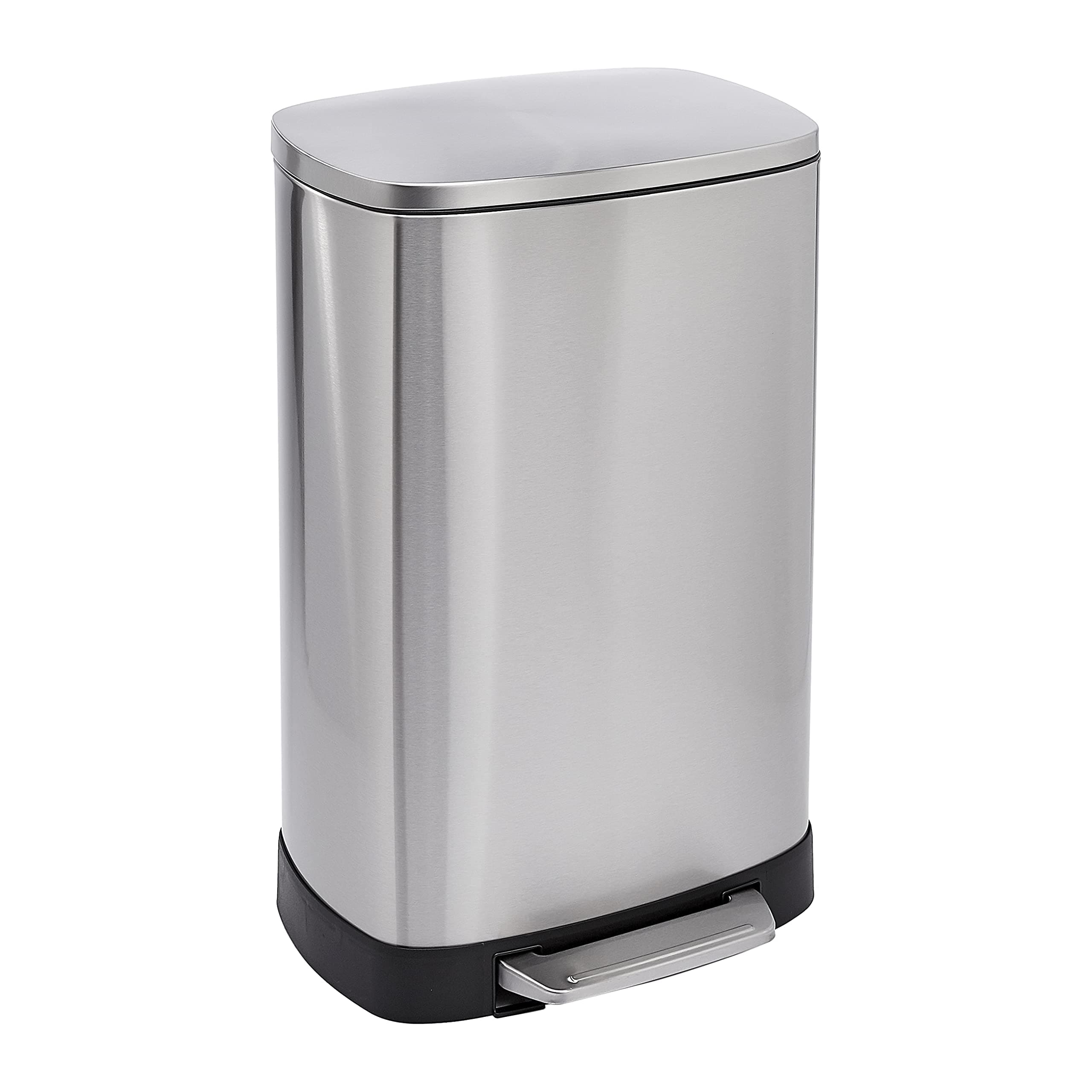 Amazon Basics Rechteckiger Mülleimer mit Soft-Close-Funktion und hohem Boden, 50 l, Satin High Base Angebot bei HelloDeals