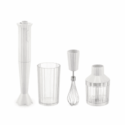 Alessi Plissé MDL10S W - Stabmixer mit Messbecher, Schneebesen und Zerkleinerer, aus Thermoplastischem Harz, Europäischer Stecker 500W, Weiß One size Weiß Angebot bei HelloDeals