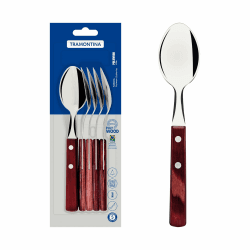 Tramontina LANDHAUS Taffellöffel Set, 6 Stück, Edelstahl, Echtholzgriff FSC Angebot bei HelloDeals