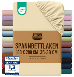 Utopia Bedding - Spannbettlaken 180x200cm - Beige Beige 180X200 cm Angebot bei HelloDeals