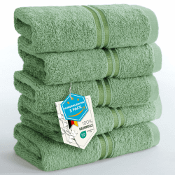 Hammetex Gästehandtücher 5er Set 30x50 cm, 100% Baumwolle Frottee Salbeigrün 5x (30x50 cm) Angebot bei HelloDeals