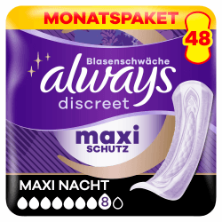 Always Discreet Einlagen Maxi Nacht Monatspaket 48 Einlagen, 4x12 Stück Ultimate Night Angebot bei HelloDeals