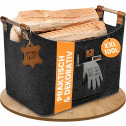 BLACK OAK Holzkorb MONTANA XXL 100L 60x36x45cm Filzkorb für Holz anthrazit 100 l Anthrazit Angebot bei HelloDeals