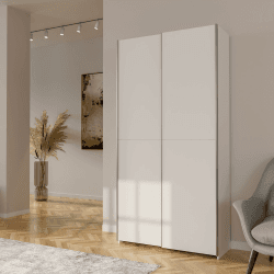Forte Home Nook Merhzweckschrank 100 40, moderner Schwebetürenschrank mit 2 Türen, schmal, Flur, Holzwerkstoff, Weiß, 100,1 cm breit x 190,5 cm hoch x 39,1 cm tief Schwebetürenschrank 100 cm breit Angebot bei HelloDeals