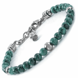 10:10 Edelstahlarmband und 6 mm Natursteine ​​aus Malachit, Armband für Damen und Herren. Verstellbares Armband Made in Italy… Angebot bei HelloDeals