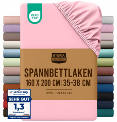Utopia Bedding - Spannbettlaken 160x200cm - Rosa Rosa 160X200 cm Angebot bei HelloDeals