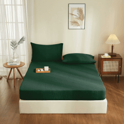 Doppelte Muslin Spannbettlaken 180x200cm 100% Baumwolle Dunkelgrün Muslin Bettlaken 180x200cm Baumwolle Weich Atmungsaktiv Kuschelige Spannbetttuch Boxspringbett Geeignet für 30cm Matratze Dunkelgrün 180 x 200 x 30 cm Angebot bei HelloDeals