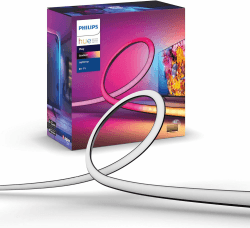 Philips Hue White & Color Ambiance Gradient Lightstrip (65 Zoll), dimmbarer LED Streifen für den Fernseher mit 16 Mio. Farben und Farbverläufen, smarte Heimkino TV Hintergrundbeleuchtung, schwarz Angebot bei HelloDeals