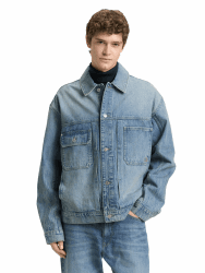 TOM TAILOR Denim Herren Jeansjacke im relaxed Fit S 10127 - Tinted Blue Denim Angebot bei HelloDeals