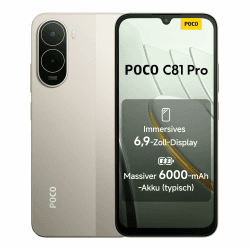 Poco C81 Pro Smartphone, 4 GB + 256 GB, Handy, 6000 mAh Akku, 120 Hz Bildschirm, 6,9 Zoll Display, 13 MP AI-Doppelkamera, Gold, zusätzliche 1 Jahr Garantie POCO C81 Pro 4+256GB Gold Angebot bei HelloDeals