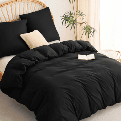 WAVVE Bettwäsche 200x200 3teilig Schwarz - 80x80 Kissenbezüge, Mikrofaser 1*200x200cm + 2*80x80cm Schwarz Angebot bei HelloDeals