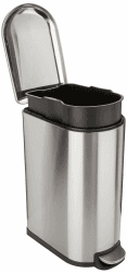 Amazon Basics 40L / 10.6 Gallonen Mülleimer mit Stahlrohrpedal - Sanft Schließend mit Deckel, für Küche, Bad oder Büro, Rechteckig, Edelstahl, silber Narrow 40 Liter Angebot bei HelloDeals