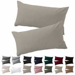 Soifox Kissenbezug 40 x 80 2er Set - Kopfkissenbezug 40x80 Natur 100% Mikrofaser bügelfrei & knitterfrei mit Reißverschluss 40 x 80 cm, 2 Stück Taupe Angebot bei HelloDeals