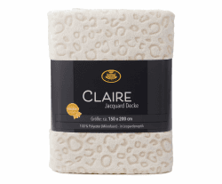 Gözze - Jacquard Decke Claire, Wohndecke in eleganter Leopardenoptik, Kuscheldecke mit Hoch-Tief-Design, 150 x 200 cm - Creme 150x200 cm Creme Angebot bei HelloDeals