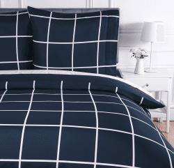 Amazon Basics Bettwäsche 135x200 2teilig Mikrofaser, Bettbezug 135 x 200 cm & 1 Kissenbezug 80 x 80 cm, mit Druckknöpfen, Marineblau, Kariert Marineblau 135 x 200 cm & 1 Kissenbezug 80 x 80 cm Angebot bei HelloDeals