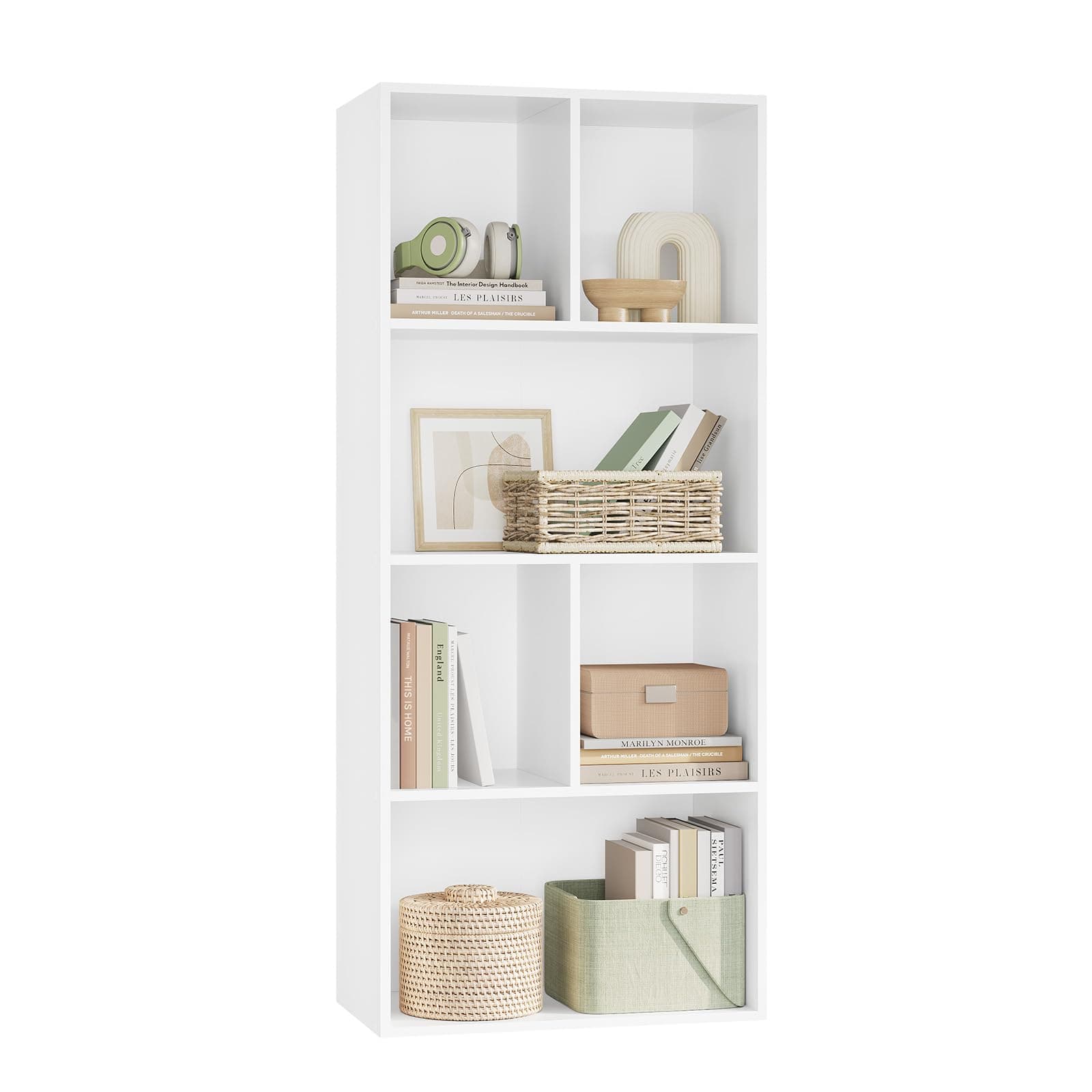 WOLTU Bücherregal mit 6 Fächern, Bücherschrank weiß, 50 x 121 x 29 cm 6 Fächern (29T x 50B x 121H cm) Weiß Angebot bei HelloDeals