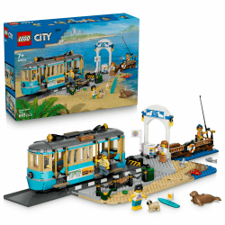 LEGO City Klassische Strandstraßenbahn Spielzeug - Modellbau mit Schienenstrecke, Straßenszene, 5 Minifiguren und 5 Tierfiguren - Geburtstagsgeschenk für Jungen ab 7 Jahren - 60506 Angebot bei HelloDeals