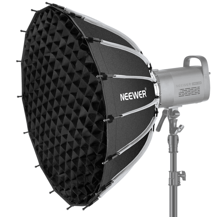 NEEWER 26Zoll/65cm Parabolic Softbox Quick Setup Quick Folding, mit Diffusoren/Wabengitter/Tasche, kompatibel mit Aputure 120d Light Dome Godox sl60w NEEWER RGB CB60 und Anderen Bowens Mount Lights 26"/65cm Angebot bei HelloDeals
