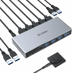 SUIDEK 8K@60Hz Displayport KVM Switch für 2 in 1 out, für 2 PC 1 Monitor GRAU Angebot bei HelloDeals