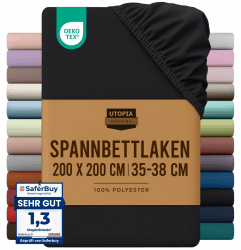 Utopia Bedding - Spannbettlaken 200x200cm - Schwarz Schwarz 200X200 cm Angebot bei HelloDeals