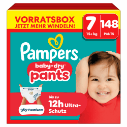 Pampers Baby-Dry Pants Größe 7, 148 Windeln, 15kg+ Size7_BDPVorratsbox NEU Angebot bei HelloDeals