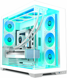ANSAITE ATX PC-Gehäuse 8×120 mm ARGB PWM-Lüfter vorinstalliert ，Mid-Tower Gaming PC-Gehäuse, Panorama-Gehärtetes Glas Schwarz Computer-Gehäuse mit Typ-C, 360mm Radiator Unterstützung，H-D9 (Weiß) Angebot bei HelloDeals