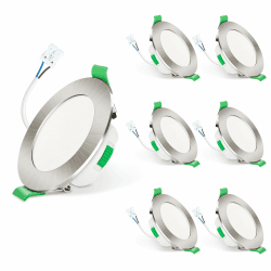 ALUSSO IP65 LED Einbaustrahler 7W 3CCT Dimmbar 68mm Spots, Nickel 6er Set Rund Nickel IP65-6er Set Angebot bei HelloDeals