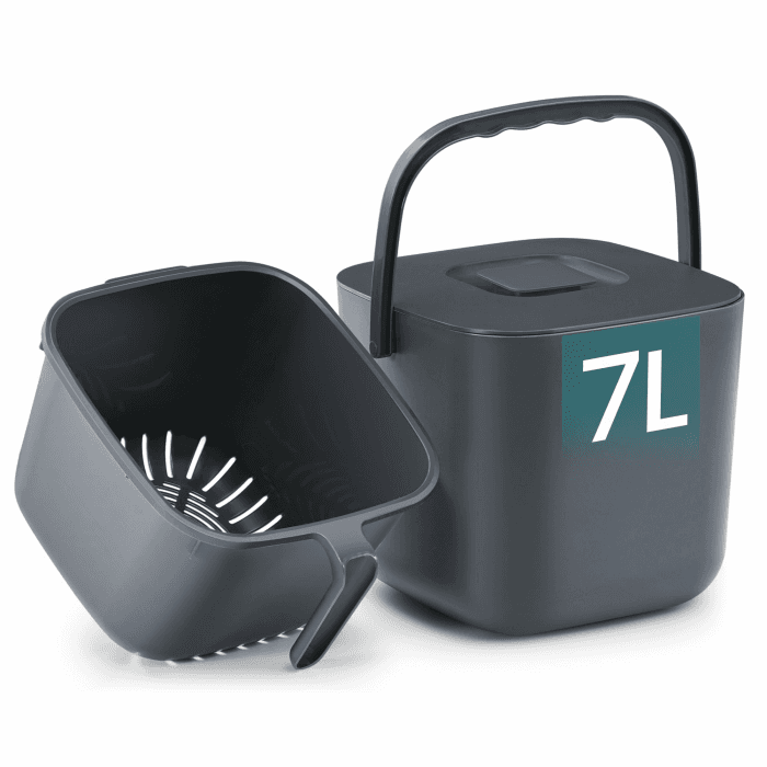 SONGMICS Biomülleimer Küche, 7 L Komposteimer mit Deckel, geruchsdicht Dunkelgrau 7 L Angebot bei HelloDeals