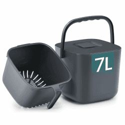 SONGMICS Biomülleimer Küche, 7 L Komposteimer mit Deckel, geruchsdicht Dunkelgrau 7 L Angebot bei HelloDeals
