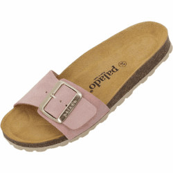 Palado Pantoletten Damen Malta EGS Velours Premium Leather - elegante Sandalen Made in Spain - Hausschuhe mit Kork-Fußbett - bequeme Sommerschuhe 41 EU 71z Rose Angebot bei HelloDeals