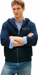 Tommy Hilfiger Herren Kapuzenpullover mit durchgehendem Reißverschluss M Blue (Desert Sky) Angebot bei HelloDeals