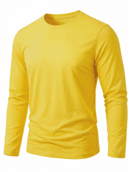 TACVASEN Langarmshirt Herren Baumwolle Regular Fit Basic Shirt Rundhal L Gelb Angebot bei HelloDeals