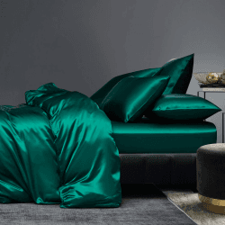 Boqingzhu Satin Bettwäsche 135x200cm Grün Dunkelgrün Uni Einfarbig Glatt Glänzend Luxus Seide Bettwäsche Set Bettbezug mit Reißverschluss und Kissenbezug 80x80cm Dunkelgrün 135 x 200 cm + 1 x 80 x 80 cm Angebot bei HelloDeals