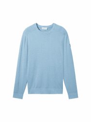 TOM TAILOR Herren Strickpullover aus Baumwolle L 32245 - Washed Out Middle Blue Angebot bei HelloDeals
