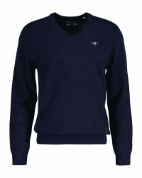 Gant Herren Extrafine Lambswool V-Neck Pullover (1er Pack) XL Marine Angebot bei HelloDeals