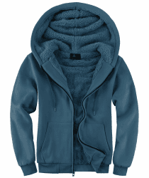SwissWell Herren Fleecejacke Full Zip Kapuzenjacke Winter Sweatjacke mit Kapuze Gefütterte Hoodie Männer Graublau M Angebot bei HelloDeals