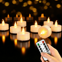 cimetech 12 LED Teelichter mit Timer & Fernbedienung, Flammenlose Kerzen 12 Timer Teelichter Angebot bei HelloDeals