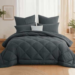 Aisbo Bettdecke Ohne Bezug 200x200 cm Ganzjahresdecke 300GSM - Grau Decke 200 x 200cm 4 Jahreszeiten Bettdecke, Steppdecke 200x200 Weiche und Bequeme, Oberbett ohne Kissen 200 x 200 cm Anthrazit Angebot bei HelloDeals