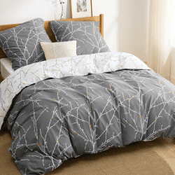 BEDSURE Bettwäsche 155x220 Baumwolle 3teilig - Grau-Beige Grau/ Beige/ Orange 155 x 220 cm 3 teilig Angebot bei HelloDeals